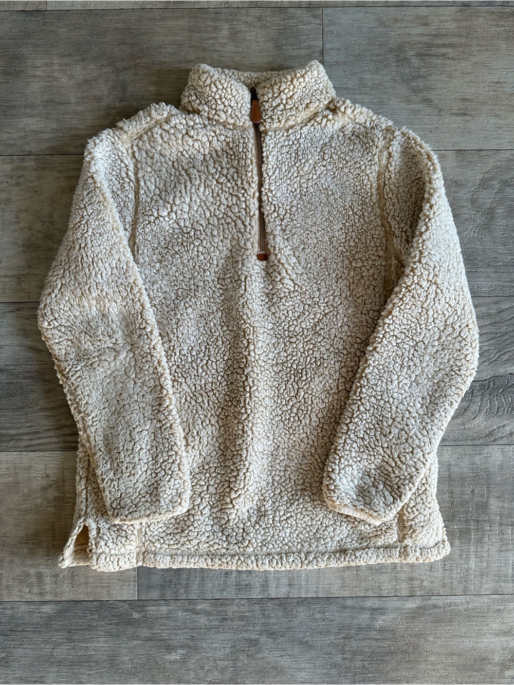 Pink Lily Cream Sherpa Quarter Zip Pullover M